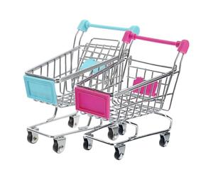 TOYANDONA Lot de 2 Mini Chariots de Courses Jouets, Chariot de Courses en | Chariot à main, mini-caddie, mini-panier de courses, petit chariot à main pour ranger les affaires des enfants sur un bureau