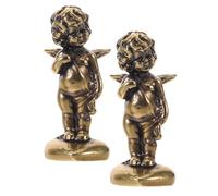TOYANDONA Lot de 2 Ornements de Bain D’Oiseaux en Laiton Cupidon, Disques Décoratifs Miniatures pour Purification de L’Eau, Accessoire Extérieur pour Bain D’Oiseaux de Jardin,