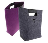 TOYANDONA Lot de 2 Paquet à Main en Feutre Gris et Violet, Grosse Capacité de Rangement pour Bible, Fourre-Tout Réutilisable pour Courses et Voyage, Mallette Pratique pour Étude Biblique