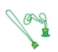 TOYANDONA Lot de 2 Set de Pendentifs en Perles Vertes Saint-patrick, Collier de Perles Festif Pendentifs, Accessoires Légers et Solide pour Fête Costumée Adulte