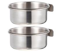 TOYANDONA Lot de 2 Sets de Mangeoires en Acier Inoxydable pour Perroquets et Petits Oiseaux, Bol d'alimentation et Abreuvoir 10 Cm, Accessoires pour Cage à Perruche, Distributeur Stable