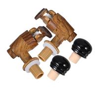 TOYANDONA Lot de 2 Sets de Robinets Imitation Bois et 2 Bouchons Noirs en Plastique pour Fûts à Vin et Bière, Kit D’accessoires Hermétiques pour Seaux à Vin, Robinet de Seau D’embouteillage