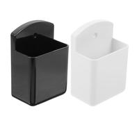 TOYANDONA Lot de 2 Supports Muraux Adhésifs pour Télécommandes Multi-Appareils Rangement Mural sans Perçage 1 Compartiment Plastique Blanc et Noir Organisateur pour Salon Chambre et