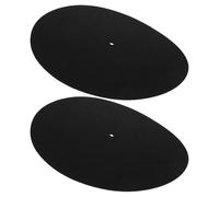 TOYANDONA Lot de 2 Tapis Antistatique en Laine pour Platine Vinyle Tapis Rond Noir 285 MM Accessoires pour Disques Vinyles Décoration Rétro Chambre et Salon