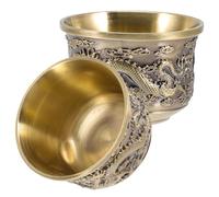 TOYANDONA Lot de 2 Tasses à Thé de Style Chinois en Alliage de Zinc Format Petit Design Rétro Dragon et Phoenix Service à Thé Vintage Résistant aux Chocs pour Maison et Bureau