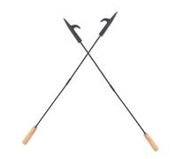 TOYANDONA Lot de 2 Tisonniers pour Foyer et Brasero d'Extérieur Tisonnier Lourd en Fer avec Manche Bois Outil à Bois en 2 Sections Résistant à la Chaleur Portable pour Barbecue et