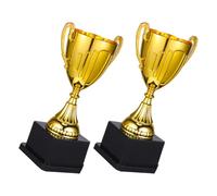 TOYANDONA Lot de 2 Trophées de Récompense en Plastique Base Carrée, Petit Modèle de Trophée pour Compétition et Cérémonie, Décoration Fête et Prix pour Événements Sportifs et Scolaires
