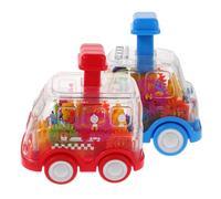 TOYANDONA Lot de 2 Voitures Jouets à Rétrofriction Transparentes avec Engrenages Colorés, Véhicule à Pousser Compact pour Tout-Petits, Éducatif Mécanique Montessori en Plastique Robuste