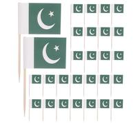 TOYANDONA Lot de 200 Drapeaux Cure-Dents Pakistanais : Mini Drapeaux Pakistanais pour décoration de gâteaux, Verts