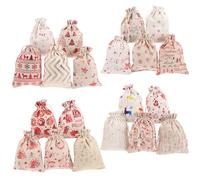 TOYANDONA Lot de 25 Paquet de Bonbons de Noël en Coton-Lin à Cordon de Serrage Paquet de Friandises Multicolores pour Emballage Festif Réutilisables et Pratiques pour Fêtes de Noël