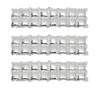 TOYANDONA Lot de 3 Ballons en Film D'aluminium Argentés, Fond Photo Décoratif pour Fête D'anniversaire, Mariage et Noël, Fournitures de Fête Double Rangée de Ballons Carrés, Décor Mural