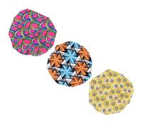 TOYANDONA Lot de 3 Bonnets de Nuit en Satin pour Garçon et Filles Double Couche Motifs Imprimés Cire Réglables Couleurs Jaune Chrysantheme Blanc Neige Rose Rouge Protection Cheveux