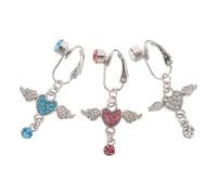 TOYANDONA Lot de 3 Faux Piercings Nombril à Clip Ailes D’Ange en Zircon Blanc Rose et Bleu Lac Bijoux de Nombril sans Piercing pour Femmes Légers et Confortables pour Fêtes et Usage