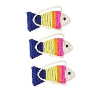 TOYANDONA Lot de 3 Jouets à Gratter en Sisal pour Chat Forme de Poisson Tapis à Gratter Solide pour et Protège Vos Meubles Jouet Interactif