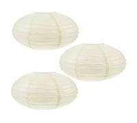 TOYANDONA Lot de 3 Lanternes Ovales Pliables en Papier Beige Abat-Jour en Papier Style Japonerie Lanterne Suspendue Décorative pour Fêtes Mariage et Décoration Intérieure