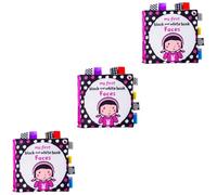 TOYANDONA Lot De 3 Livres Éducatifs En Tissu Pour Bébés Jouets Résistants Pour Nourrissons Et Tout-petits Style Reconnaissance Faciale