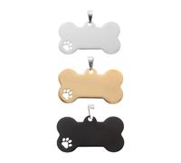 TOYANDONA Lot de 3 Plaques d'Identité Vierges pour Chiens et Chats Acier Inoxydable Forme Os Creuse Médailles Gravées Anti-Perte Accessoires pour Animaux Tailles Standard Couleurs