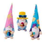 TOYANDONA Lot de 3 Poupées Gnomes D'été en Peluche Planche de Surf, Balle de Plage et Glace, Décoration Intérieure Maison, Ornements Nautiques pour Fête Tropicale et Ambiance Plage
