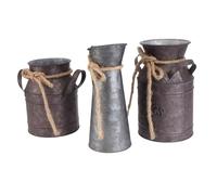 TOYANDONA Lot de 3 Seaux à Fleurs Rétro en Fer Décoratif, Pots à Lait Champêtres de Grosse et Petite Taille, Style Vintage Rustique, pour Bouquet Fleurs Séchées et Couleur Couleur Aléatoire