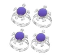 TOYANDONA Lot de 4 Bagues Tortue Thermochromiques Unisexe Changeantes de Couleur Selon Température Corporelle Bagues D’Émotion pour Femme et Garçon et Filles Accessoires Mode Ludiques et