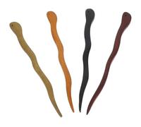 TOYANDONA Lot de 4 Bâtonnets à Cheveux Chinois Vintage en Bois de Santal Accessoires pour Chignons Couleurs Noir Naturel Café Foncé et Vert Bois pour Coiffures Traditionnelles et