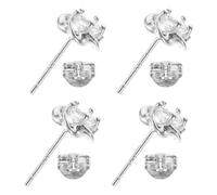 TOYANDONA Lot de 4 Boucles D'oreilles Cloutées Rondes en Argenté pour Femmes, Bijoux Mode All-match, Travail et Toutes Occasions