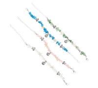 TOYANDONA Lot de 4 Bracelets Extensibles Bohème en Perles et Pierres Irrégulières Bijoux de Plage avec Breloques Tortue Étoile de Mer et Coquillage Couleurs Transparent Vert Bleu et