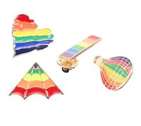 TOYANDONA Lot de 4 Broches Lesbiennes en Alliage Émail Arc-en-Ciel Formes Cœur Rectangle Cerf-Volant et Montgolfière Épingles à Paquet à Dos Esthétiques pour Vêtements et Accessoires