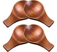 TOYANDONA Lot de 4 Coupelles à Sauce en Bois Naturel 9x5,5x1,5 Cm, Supports Multifonctions pour Sauce Soja, Vinaigre et Apéritifs, Porte-cuillères Compact pour Usage Domestique Réutilisable