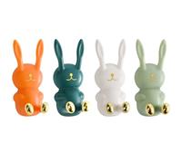 TOYANDONA Lot de 4 Crochets Muraux Multifonctionnels de Lapin Cartoon 4 Couleurs Assorties en Plastique Solide Taille Compacte Décoration Murale pour Chambre D’Garçon et Filles pour