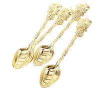 TOYANDONA Lot de 4 Cuillères à Dessert et Expresso Vintage en Alliage de Zinc Motif Raisin, Adaptées pour Service de Café, Thé et Goûters Champêtres