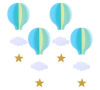 TOYANDONA Lot de 4 Décorations de Montgolfières 3d, Mobile en Papier Pastel Suspendu avec Nuages et Étoiles Pailletées pour Chambre D'enfant, Plafond de Chambre D'enfant, Décoration de Baby