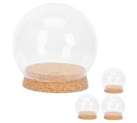TOYANDONA Lot de 4 Dômes en Verre Transparent Ø12 Cm Bouchon en Liège, Couvercles pour Fleurs Stabilisées, Décoration Intérieure Créative pour Maison, Vitrine et Centre de Table