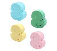 TOYANDONA Lot de 4 Éponges de Bain pour Bébé en Matériau Doux, Motif Canard Mignon Multicolore, Éponge de Exfoliante et Masseur Corporel, pour Bain Bébé et Soins Délicats Peau