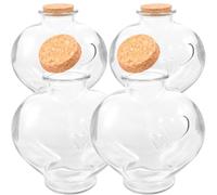 TOYANDONA Lot de 4 Flacons D'échantillons Vides Forme Cœur Pêche, Grosse Ouverture, Verre Transparent Bouchon en Liège, Décoration DIY pour Mariage, Souvenirs Lune de Miel, Projets