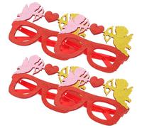 TOYANDONA Lot de 4 Lunettes Décoratives de Cœur Saint-Valentin Montures Légères en Plastique Rouge Accessoires Photo pour Soirées Fêtes et Photomatons