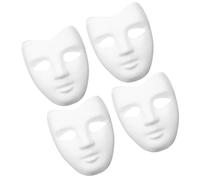 TOYANDONA Lot de 4 Masques Vierges en Pâte de Papier Blanc, Taille V, à Peindre Soi-même pour Soirée Cosplay, Fêtes Masquées et Décoration Créative, Masque Papier DIY pour Garçon et Filles