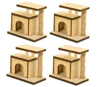 TOYANDONA Lot De 4 Mini Grattoirs pour Chat Miniature Résistant À l'usure Aménagement Paysager Poteau pour Chat Miniature Décoration De Maison Miniature en Bois