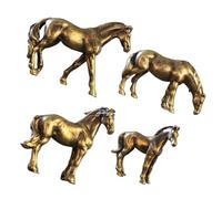 TOYANDONA Lot de 4 Miniatures de Chevaux en Alliage de Cuivre Décoration Intérieure Feng Shui pour Bureau et Salon Figurines Décoratives Symbolisant Succès et Prospérité Style Rétro pour