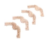 TOYANDONA Lot de 4 Moulures D'angle en Chêne Sculpté Beige, Appliques en Bois Décoratives de Style Français Luxueux pour Portes D'armoire et Décoration Intérieure