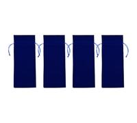 TOYANDONA Lot de 4 Paquet à Vin en Flanelle Bleu Cordon de Serrage Housses pour Bouteilles de Vin Pochettes de Décoration Présent Emballage Réutilisable pour Fêtes Voyages et