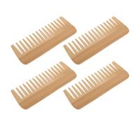 TOYANDONA Lot de 4 Peignes en Bois Naturel à Dents Larges, Peignes Démêlants pour Cheveux Épais, Bouclés et Longs, Adaptés Coiffure et Barbe, Entretien Quotidien et Voyage, Outils Soins