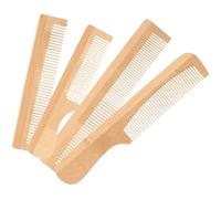 TOYANDONA Lot de 4 Peignes en Bois Naturel pour Cheveux Bouclés et Fins, Peignes de Voyage Portables à Dents Fines, Tailles Petites à Grandes, pour Démêler et Coiffer au Quotidien