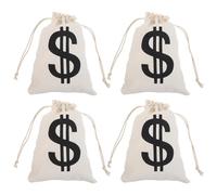 TOYANDONA Lot de 4 pochettes à cordon en toile au trésor sur le thème des pirates - Petit organiseur de monnaie en tissu - de rangement décoratif pour bonbons, pièces de monnaie, bijoux et