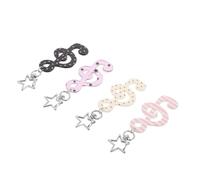 TOYANDONA Lot de 4 Porte-Clés en Métal Motifs Pois Rayures et Étoiles Pendentifs Notes de Musique Accessoires pour Soirées Karaoké Fêtes D’Anniversaire et Fournitures Scolaires