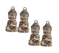 TOYANDONA Lot De 4 Porte-clés Pendentifs Vintage En Laiton Breloque Bouddha Rétro, Figurine Miniature Décorative Pour Intérieur, Décoration à Suspendre Diy Et Bureau