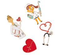TOYANDONA Lot de 4 Set de Broches Créatives de Cœur Infirmière et Médecin, Épingles à Vêtements en Alliage Léger, Accessoires Mode pour Femmes, pour Fêtes et Usage Quotidien