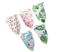 TOYANDONA Lot de 5 Bandanas pour Chien et Chat en Flanelle de Coton Bandanas Triangulaires Tropicaux Multicolores Serviettes de Salive Légères et Lavables pour Animaux de Compagnie