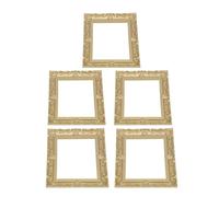 TOYANDONA Lot de 5 Cadres Photo Miniatures en Résine Dorée Mini Décoration de Maison Vintage Accessoires pour Aménagement de Maison de Poupée Cadres Photo Micro Monde pour Jeu et