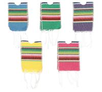 TOYANDONA Lot de 5 Ponchos Mini-sérapes Colorés pour Bouteille de Bière, Housses Décoratives Rayures Arc-en-Ciel, Accessoires Festifs Mexicains pour Décoration Fête Cinco de Mayo